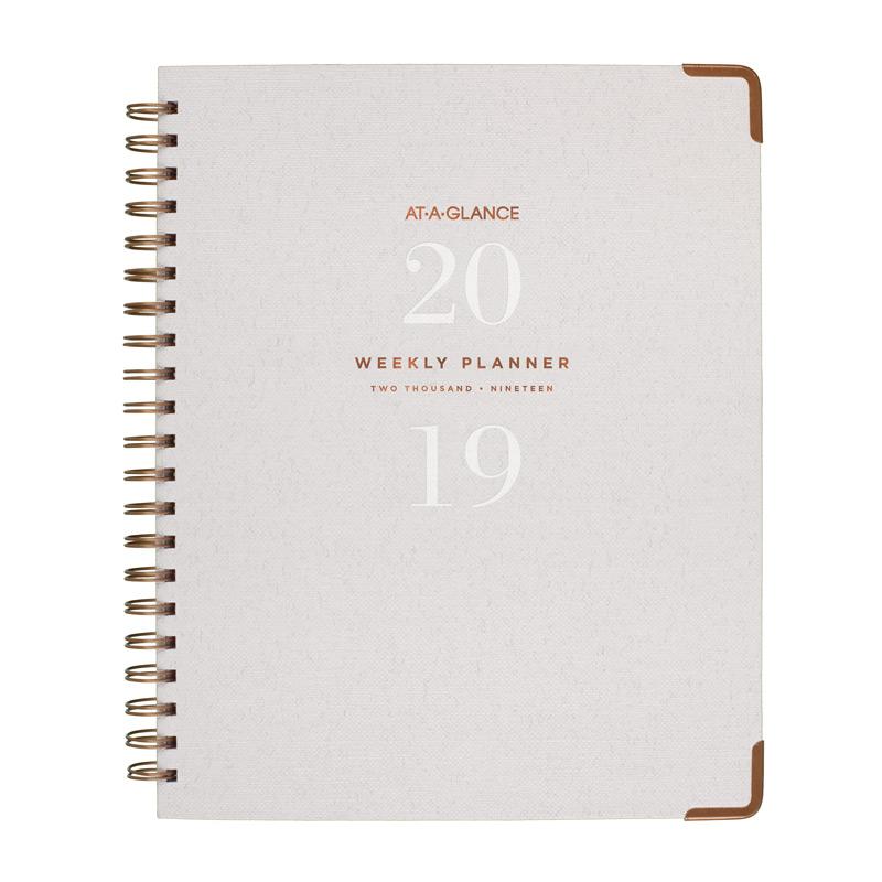 At-A-Glance Signature 2019 Planner Weekly/Monthly Linen Grey