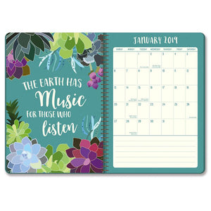 Orange Circle On-Time Weekly Planner 2019 Succulent Paradise