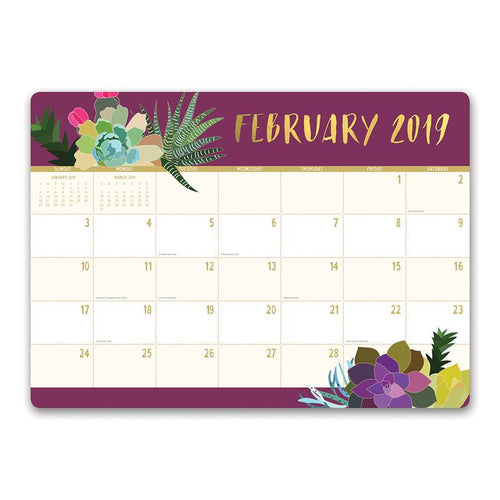 Orange Circle Desk Blotters Calendar 2019 - Decorative Succulent Paradise